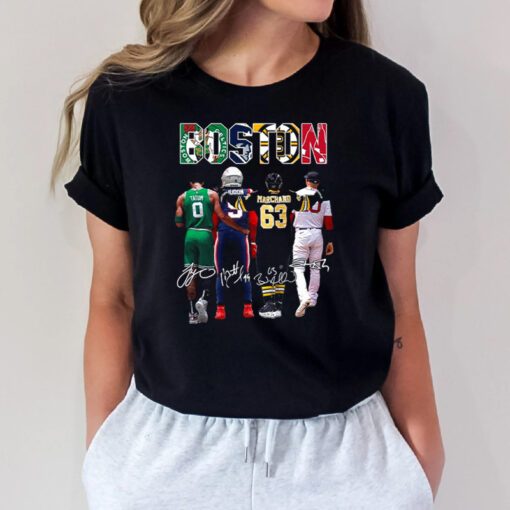 Tatum Marchand Boston Celtics New England Patriots Boston Bruins and Boston Red Sox signatures t shirts