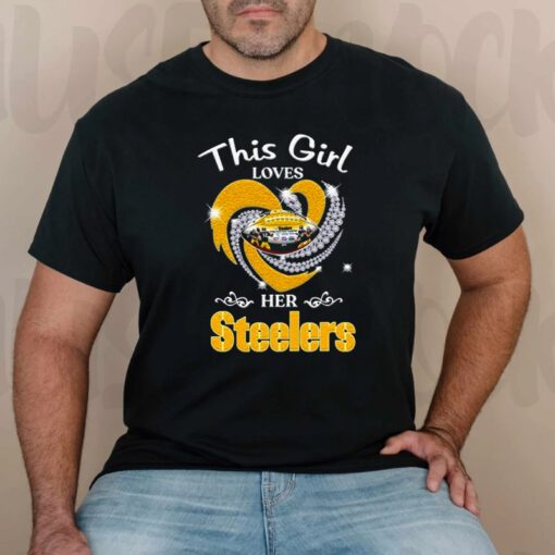 2023 Pittsburgh Steelers This Girl Loves Her Steelers Heart Diamond T Shirt