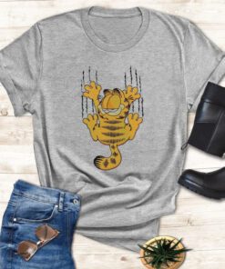 Cartoon Fat Garfield Scratching T Shirt