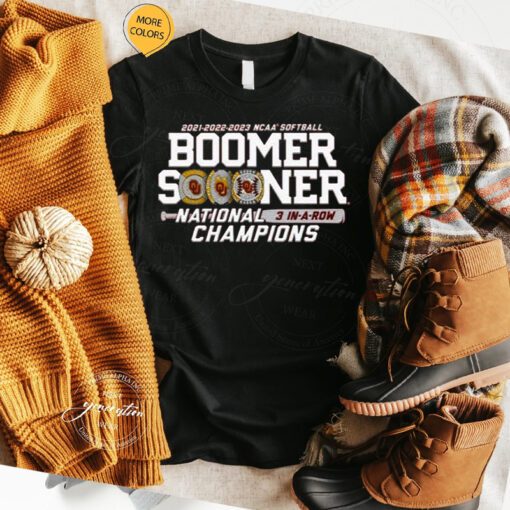 Crimson Oklahoma Sooners Three Peat NCAA Softball National Champions T Shirt