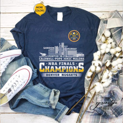 Denver Nuggets Players Names Skyline 2023 NBA Finals Champions shirts