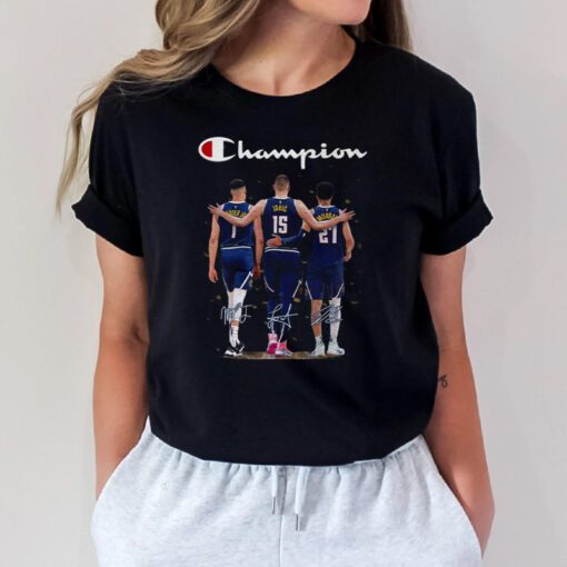Denver Nuggets Porter Jr Jokic and Murray Champions 2023 signatures t shirts