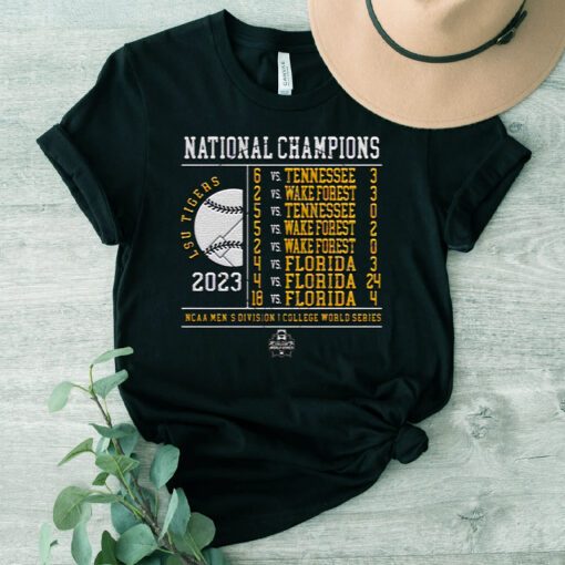LSU Tigers 2023 NCAA Men’s Baseball College World Series Champions Schedule Shirts