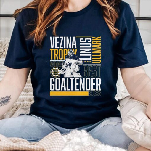 Linus Ullmark Boston Bruins 2023 Vezina Trophy Winner TShirts