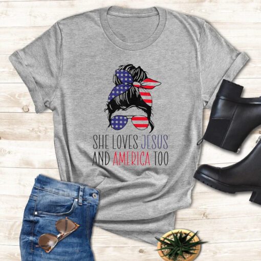 She Loves Jesus And America Too 4th of July Shirts