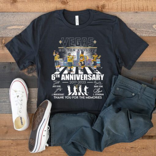 Vegas Golden Knights abbey road 6th anniversary 2017 2023 thank you for the memories signatures t shirt
