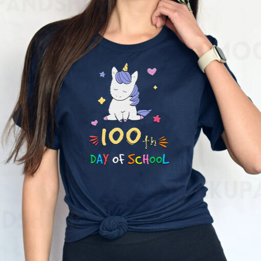 Adorable 100 Days of School Shirt Unicorn Girls Costume Gift TShirt