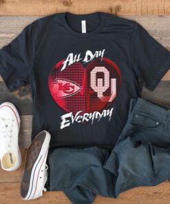 All Day Every Day Heart Kansas City Chiefs And Oklahoma Sooners tshirts