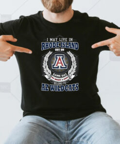 I May Live In Rhode Island But On Game Day My Heart & Soul Belongs To Arizona Wildcats T Shirt
