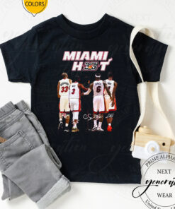 Miami Heat 35th Anniversary James Bosh Wade Signatures 2023 T-Shirt