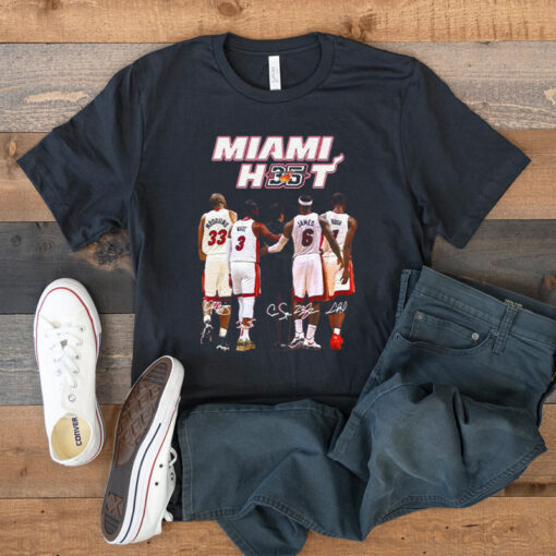 Miami Heat 35th Anniversary James Bosh Wade Signatures 2023 TShirt