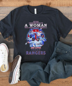Never Underestimate A Woman Who Understands Baseball And Loves Texas Rangers Team Players 2023 Signatures t shirt