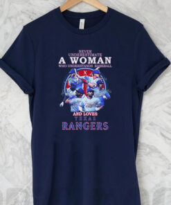 Never Underestimate A Woman Who Understands Baseball And Loves Texas Rangers Team Players 2023 Signatures t shirt