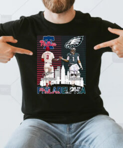 Philadelphia Phillies Bryce Harper And Philadelphia Eagles Jalen Hurts Unisex T Shirts