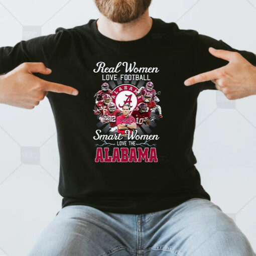 Real Women Love Football Smart Women Love The Alabama Crimson Tide 2023 T Shirt