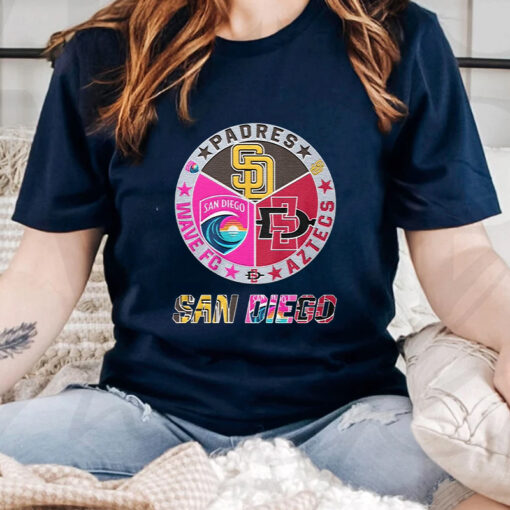 San Diego Team Sport Padres – Chargers – Wave FC And Aztecs Unisex T-Shirt