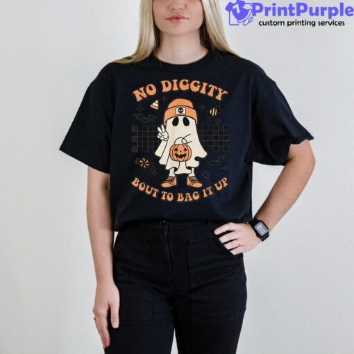 Halloween Ghost No Diggity Bout To Bag It Up Toddler Kids Shirt