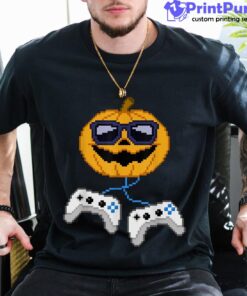 Halloween Jack O Lantern Pixelated Gaming Gamer Boys Shirt