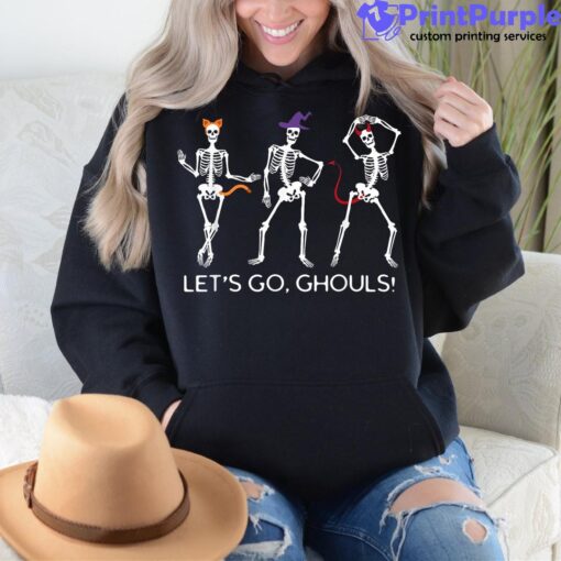 Halloween Let S Go Ghouls Funny Spooky Skeleton Women Witch Unisex Shirt
