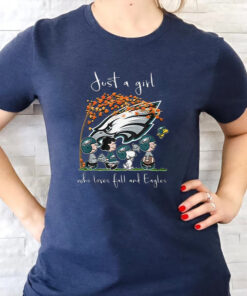 Just A Girl Who Love Fall And Philadelphia Eagles TShirt