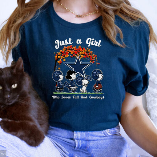 Just A Girl Who Loves Fall And Dallas Cowboys Unisex T Shirts