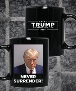 Never Surrender White Coffee Mug Black