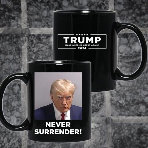 Never Surrender White Coffee Mug Black