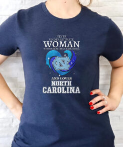 North Carolina Never Underestimate Woman Who Understands Basketball And Loves North Carolina Tar Heels T-shirt