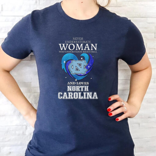 North Carolina Never Underestimate Woman Who Understands Basketball And Loves North Carolina Tar Heels T-shirt