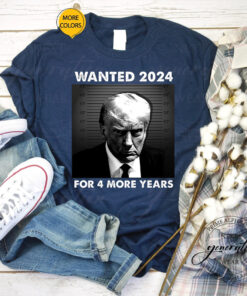 Wanted for president black white t-shirts