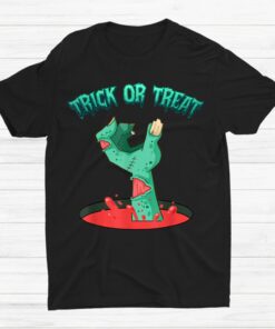 Zombie Hand Trick Or Treat Candy And Pumpkins Halloween Shirt