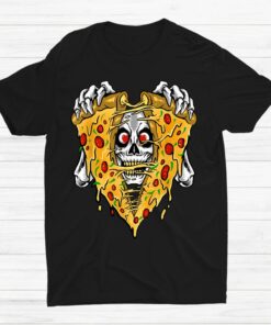 Zombie Skeleton Pizza Halloween Shirt