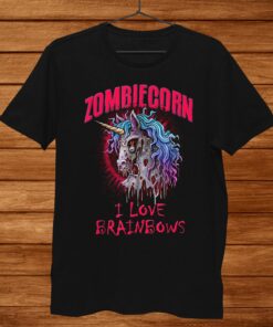 Zombie Unicorn I Love Brainbows Halloween Gothic Goth Punk Shirt