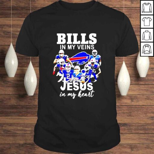Buffalo Bills in my Veins Jesus in my heart signatures shirt