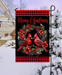 Cardinal Merry Christmas Flags