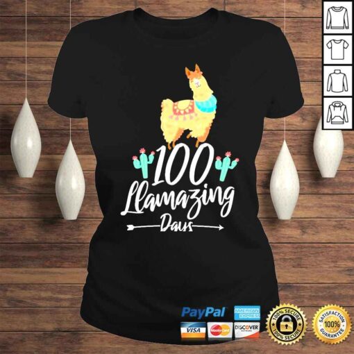 100 llamazing days llama 100th day of school teacher kids shirt