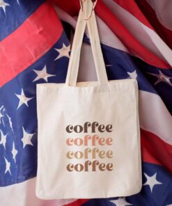 Coffee Tote Bag, Natural Canvas Tote, Coffee Lovers, Espresso, Gifts Under 20, Christmas, Birthday, Shopping Bag
