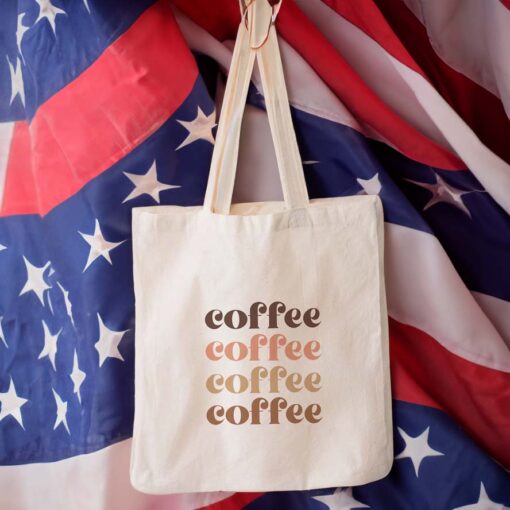 Coffee Tote Bag, Natural Canvas Tote, Coffee Lovers, Espresso, Gifts Under 20, Christmas, Birthday, Shopping Bag