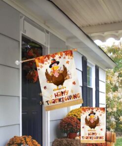 Happy Thanksgiving Turkey Fall Flag 2024