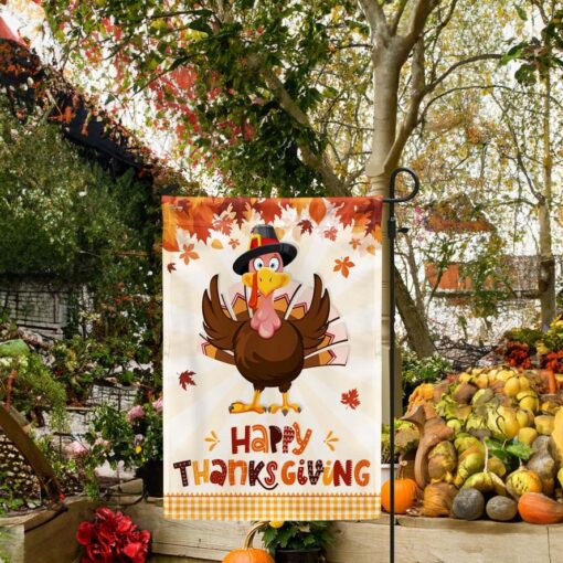 Happy Thanksgiving Turkey Fall Flag