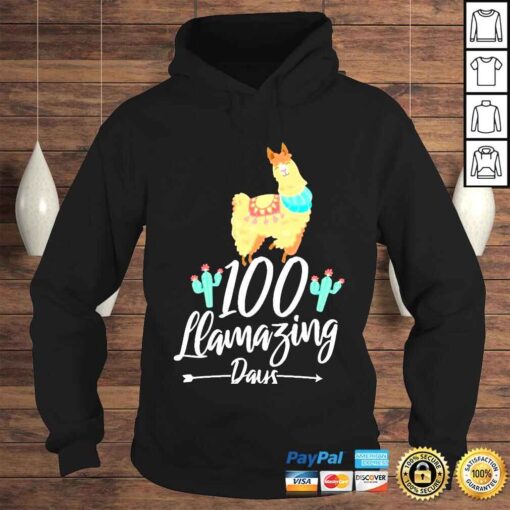 100 llamazing days llama 100th day of school teacher kids shirt