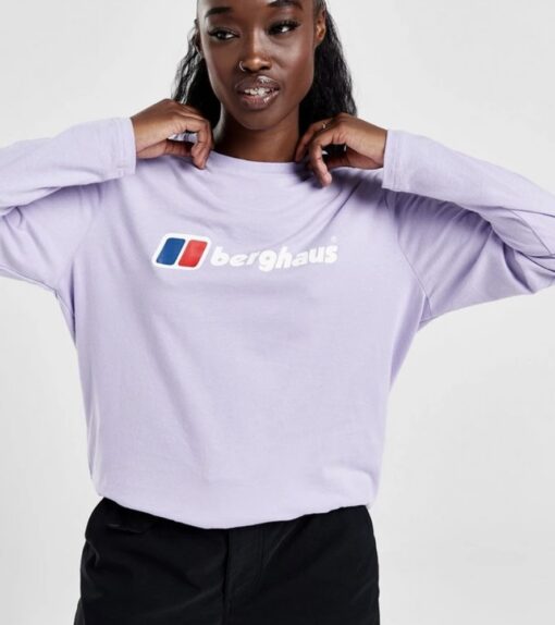 Purple Berghaus Logo Long Sleeve Boyfriend T-Shirt