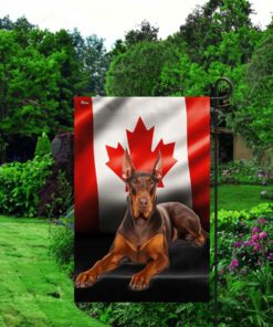 Red Doberman Pinscher Canadian Flags Dog Lover