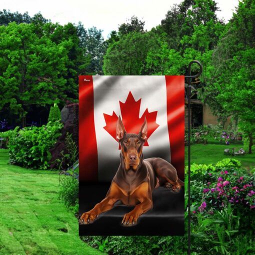 Red Doberman Pinscher Canadian Flags Dog Lover