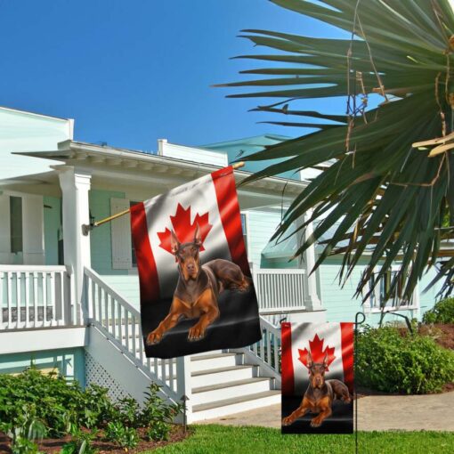 Red Doberman Pinscher Canadian Flags Dog Lovers