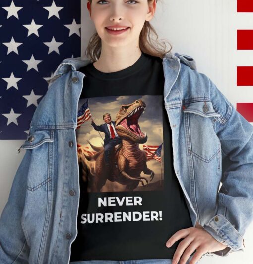 Trump 2024 Never Surrender!! T-Rex Unisex Heavy Cotton Shirts