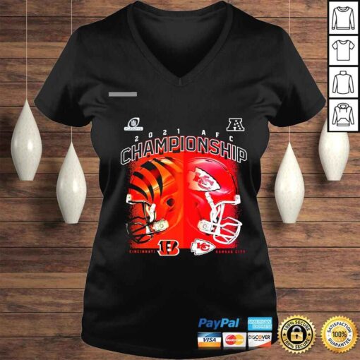 Cincinnati Bengals vs Kansas City Chiefs 2021 AFC Championship Head to Head Matchup Tshirt - Image 2