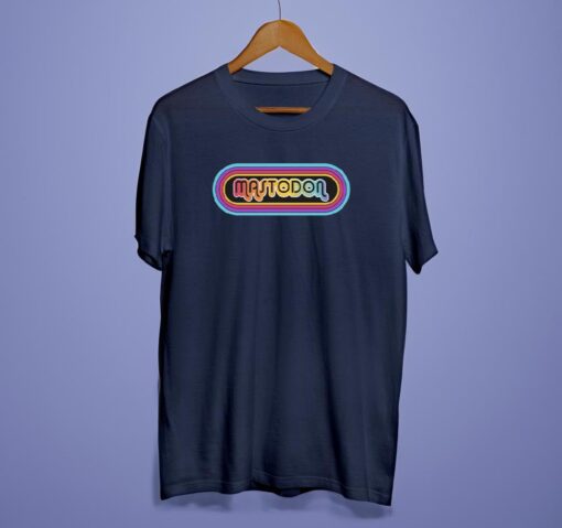 70's inspired Mastodon Logo in neon Rainbow colors Shirt