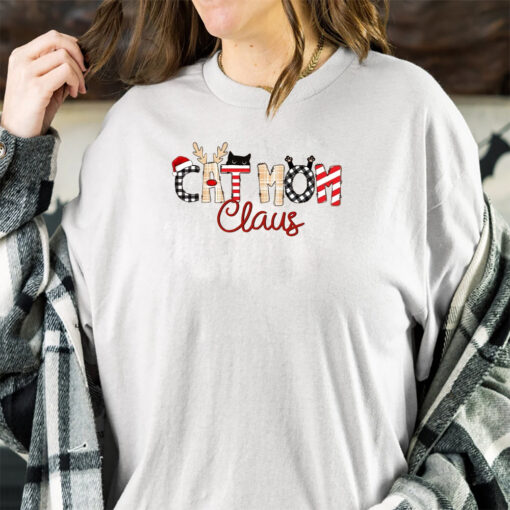 Christmas Cat Mom Claus Sweat T-Shirt