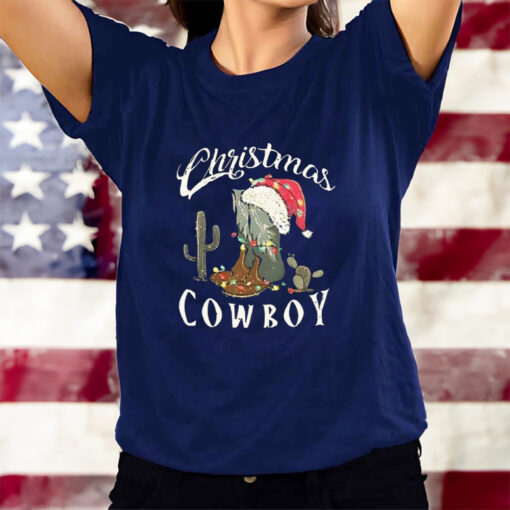 Christmas Cowboy Boot Sweat T-Shirts